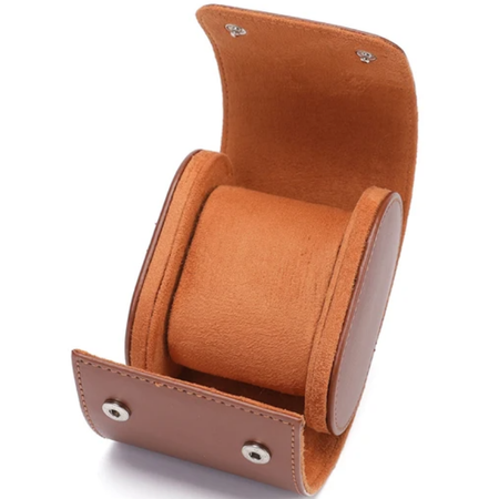 Porta Relógios de Couro Marrom 1 Lugar