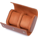 Porta Relógios de Couro Marrom 2 Lugares