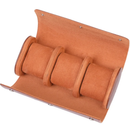 Porta Relógios de Couro Marrom 3 Lugares